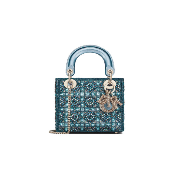 DIOR MINI Lady dior Embroidered Pearl Decoration. Calfskin and Satin