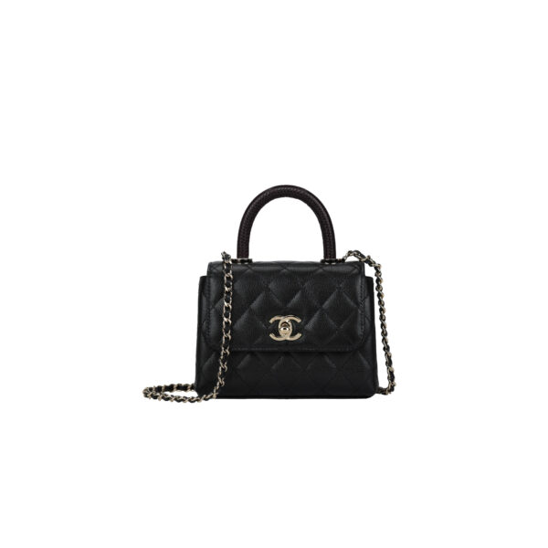 CHANEL 24A Flap Bag with Top COCO Mirco Handle Grained Calfskin