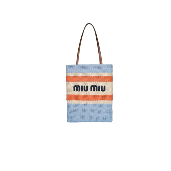 MiuMiu Striped Woven Tote Bag