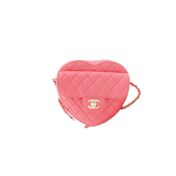 CHANEL Heart Bag Large Size Barbie Pink Light Gold Hardware