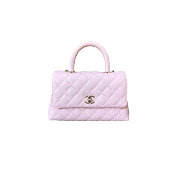 CHANEL 24A Flap Bag with Top COCO Small Handle Grained Calfskin