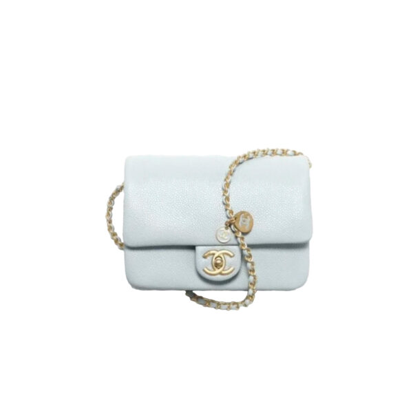 CHANEL 24k Medium Flap Chain Coin Caviar Leather