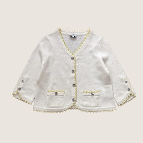 CHANEL 25S Cruise Collection Fluted Hem 3/4-Sleeve Knit Cardigan