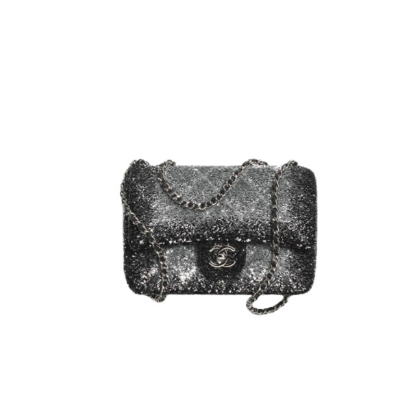 CHANEL Flag Bag Quilted Gradient Sequins & Ruthenium-Finish Metal